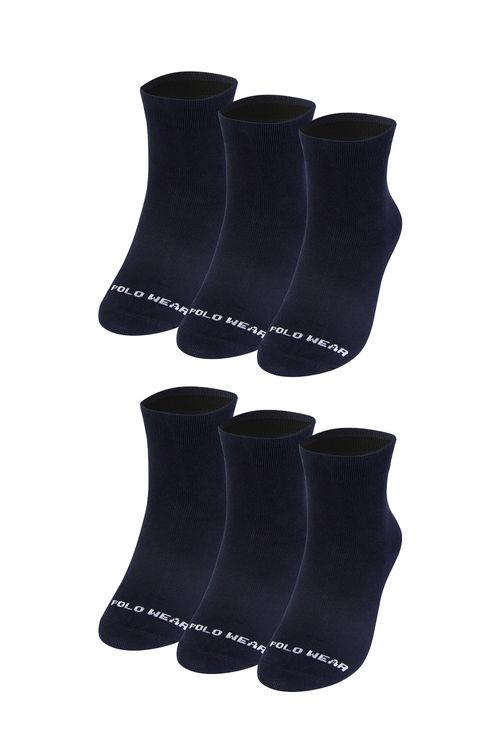 Kit 6 Pares Meias Casuais Polo Wear Azul Escuro