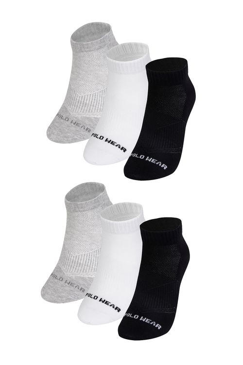 Kit 6 Meias Masculinas Cano Curto Atoalhadas Polo Wear Sortido