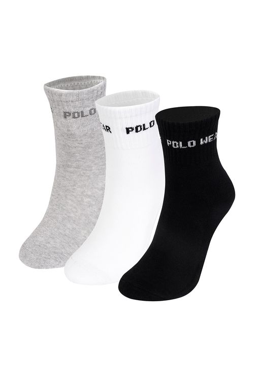 Kit 3 Pares de Meias Femininas Cano Alto Polo Wear Sortido