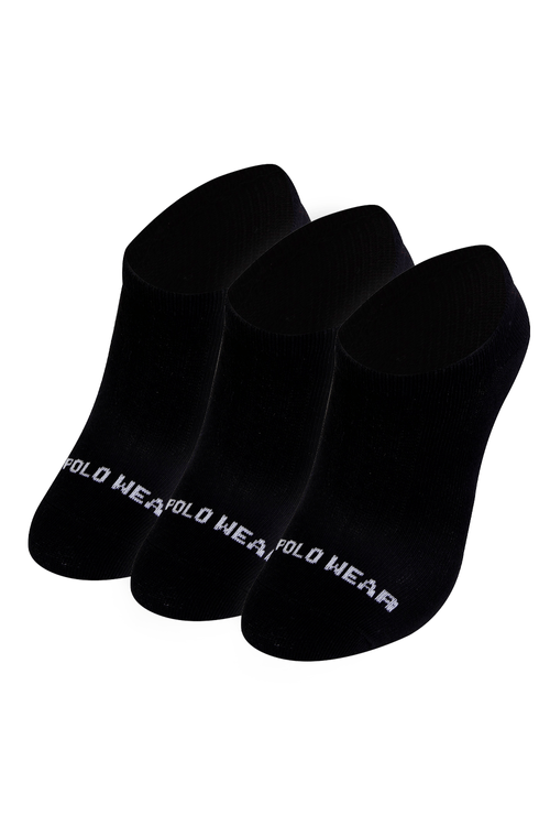 Kit 3 Pares de Meias Masculinas Invisíveis Algodão Polo Wear Preto