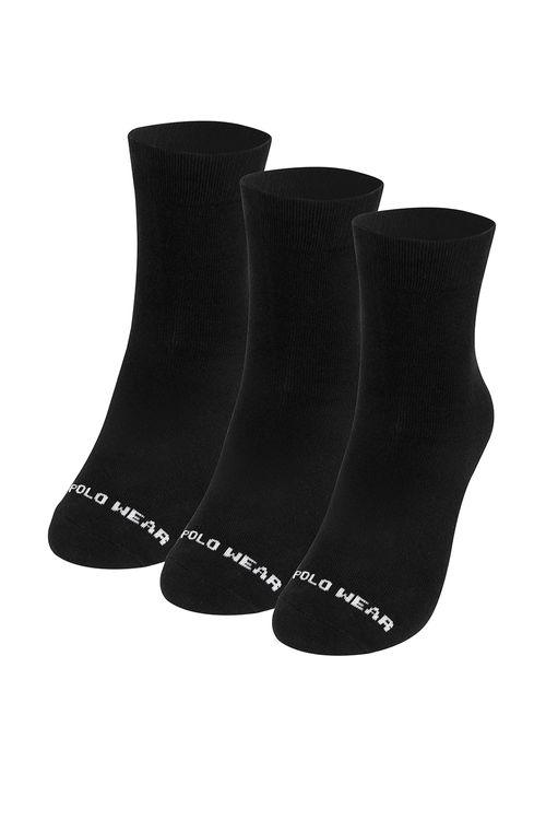 Kit 3 Pares de Meias Masculinas Cano Longo Polo Wear Preto