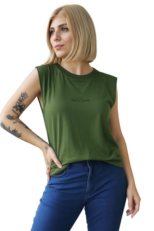 T-Shirt Feminina Sem Cava Polo Wear Verde Médio