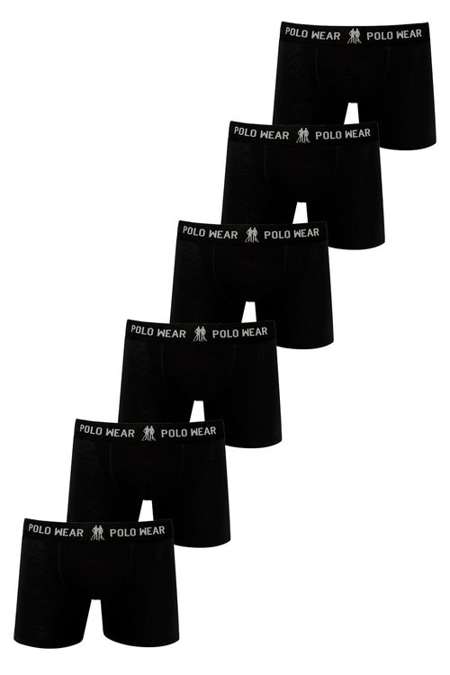 Kit 6 Cuecas Algodão Boxer Polo Wear Preto