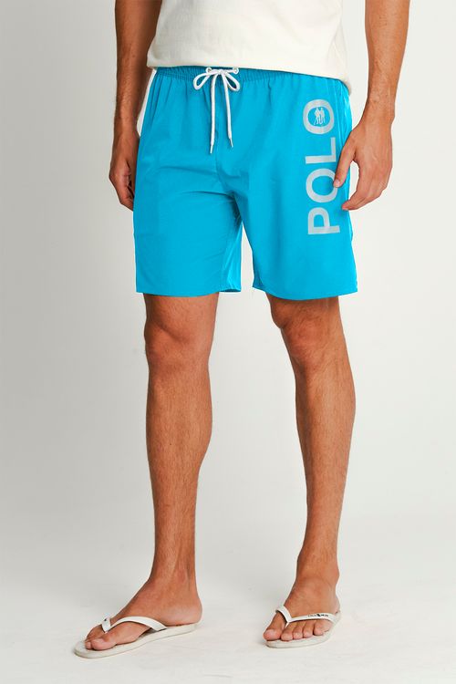 Short Vôlei Logo Lateral Polo Wear Azul Médio