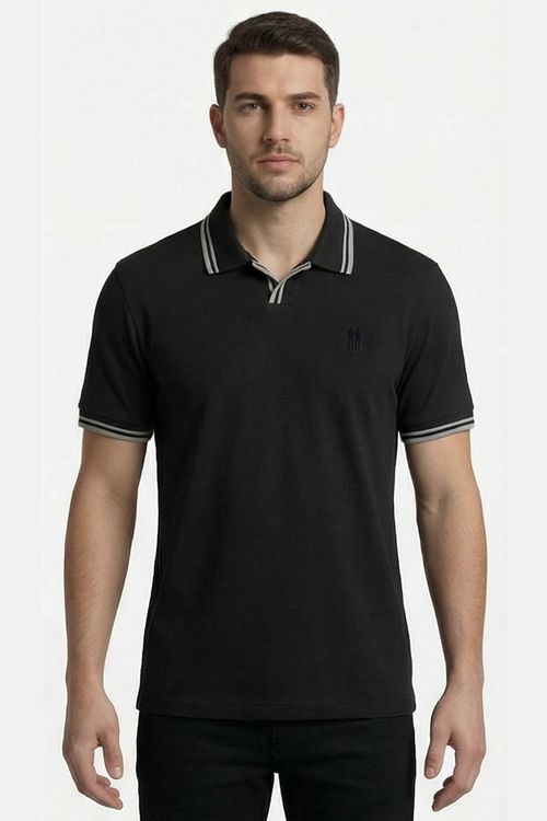 Polo Masculina Gola Com Filete Polo Wear Preto