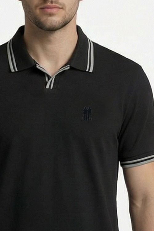 Polo Masculina Gola Com Filete Polo Wear Preto