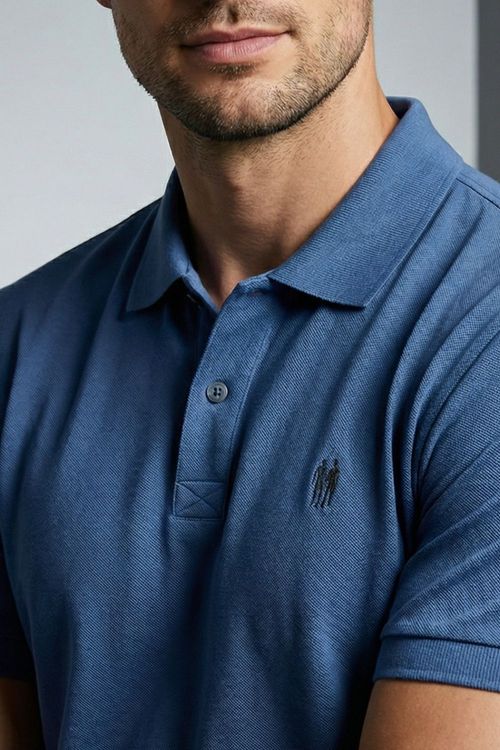 Polo Lisa Suedine Premium Polo Wear Azul