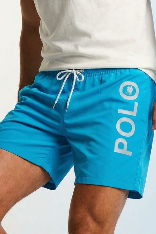 Short Vôlei Logo Lateral Polo Wear Azul Médio