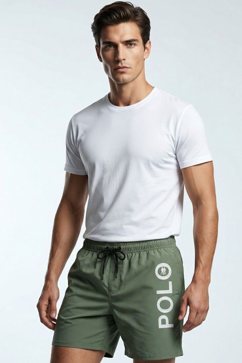 Short Vôlei Logo Lateral Polo Wear Verde Médio