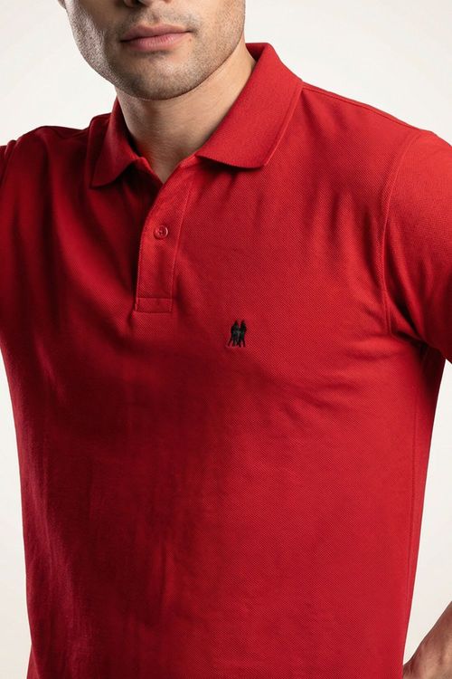 Polo Piquet Com Botões Polo Wear Vermelho Médio
