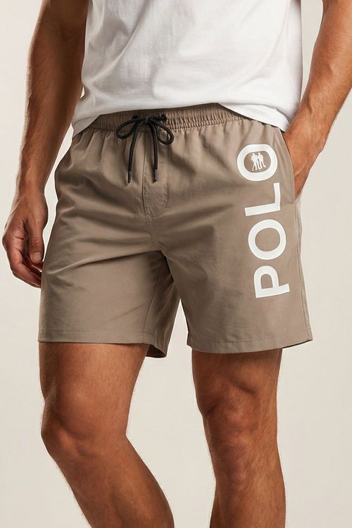 Short Vôlei Logo Lateral Polo Wear Bege Médio