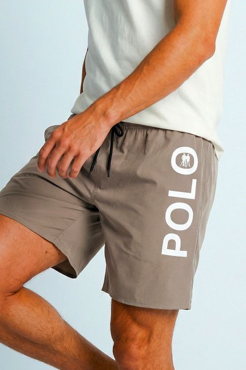 Short Vôlei Logo Lateral Polo Wear Bege Médio