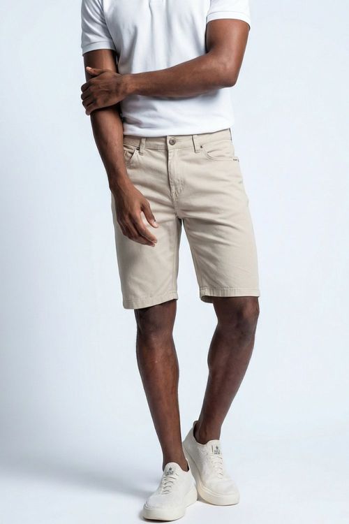 Bermuda Sarja Básica Polo Wear Bege Claro