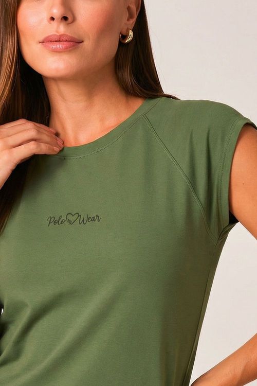 T-Shirt Feminina Manga Reglan Polo Wear Verde Médio
