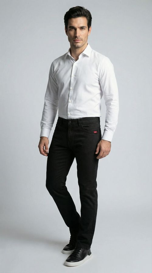 Calça Sarja Masculina Slim Básica Polo Wear Preto