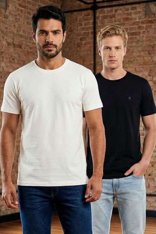 Kit 2 Camisetas Lisas Gola Careca Polo Wear Sortido