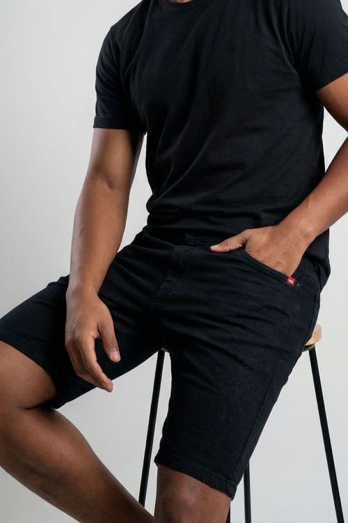 Bermuda Sarja Masculina Básica Polo Wear Preto