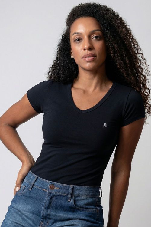 Kit 3 Camisetas Femininas Gola v Polo Wear Sortido