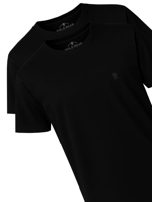 Kit 2 Camisetas Básicas Masculinas Polo Wear Preto