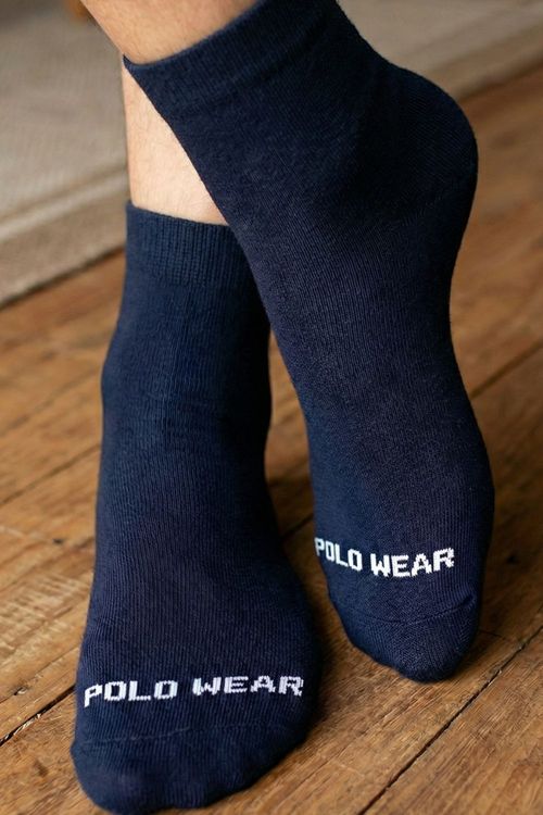 Kit 6 Pares Meias Casuais Polo Wear Azul Escuro