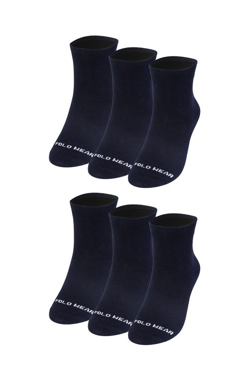 Kit 6 Pares Meias Casuais Polo Wear Azul Escuro