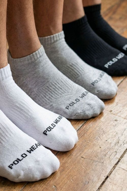 Kit 6 Meias Masculinas Cano Curto Atoalhadas Polo Wear Sortido
