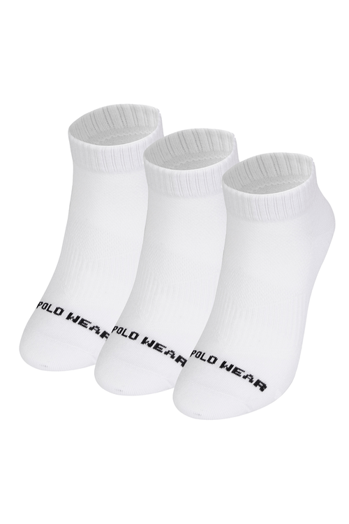 Kit 3 Pares de Meias Masculinas Cano Curto Polo Wear Branco