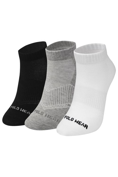 Kit 3 Pares de Meias Femininas Cano Curto Polo Wear Sortido
