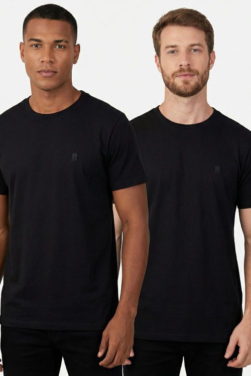 Kit 2 Camisetas Básicas Masculinas Polo Wear Preto