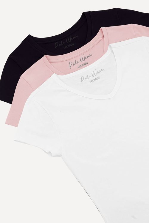 Kit 3 Camisetas Femininas Gola v Polo Wear Sortido