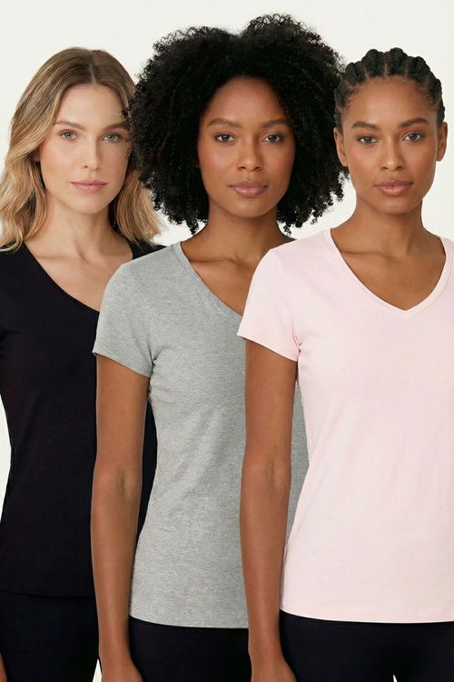 Kit 3 Camisetas Premium Femininas Polo Wear Sortido