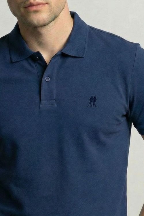 Polo Piquet Lisa Com Botão Polo Wear Marinho