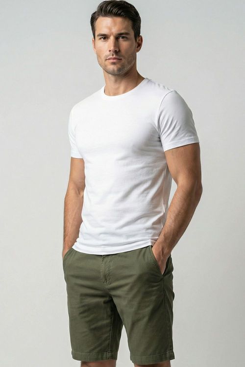 Bermuda Sarja Cós Elástico Confortável Polo Wear Verde Escuro