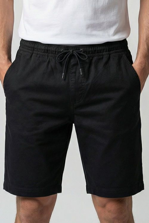 Bermuda Sarja Cós Elástico Confortável Polo Wear Preto