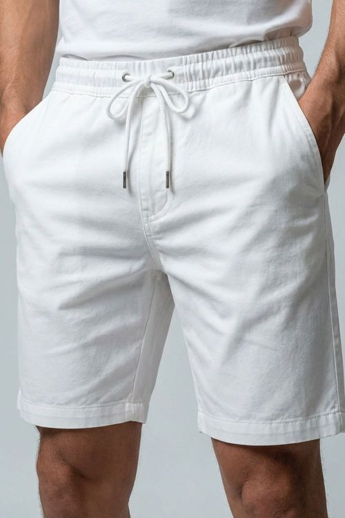 Bermuda Sarja Cós Elástico Confortável Polo Wear Branco