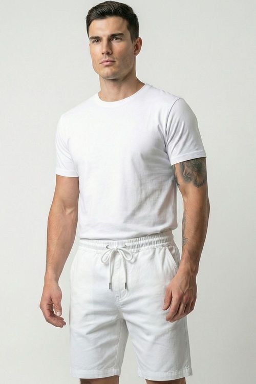 Bermuda Sarja Cós Elástico Confortável Polo Wear Branco