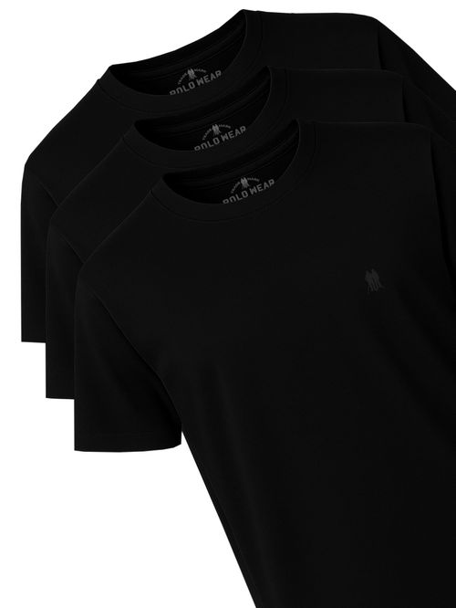 Kit 3 Camisetas Gola Careca Básicas Polo Wear Preto