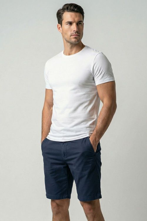 Bermuda Sarja Cós Elástico Conforto Polo Wear Marinho