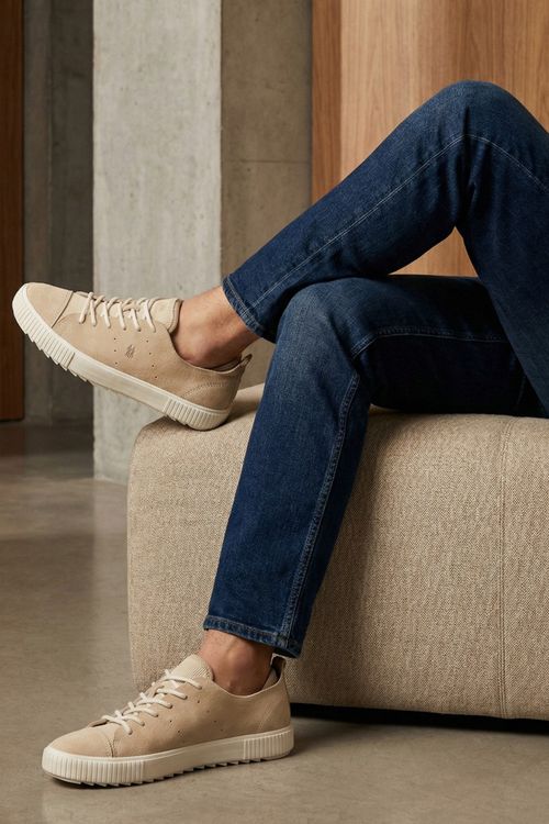 Tênis Casual Camurça Conforto Premium Polo Wear Bege Médio