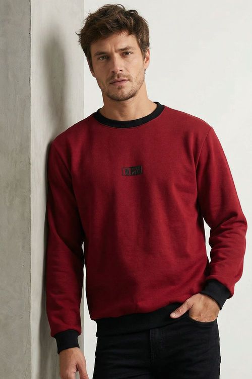 Moletom Gola Careca Casual Polo Wear Vermelho Médio