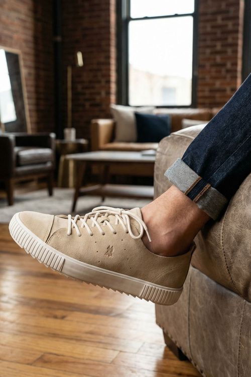 Tênis Casual Camurça Conforto Premium Polo Wear Bege Médio