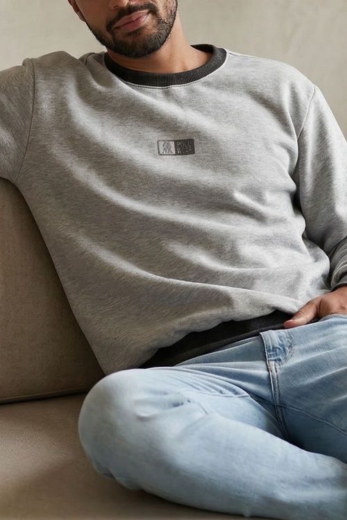 Moletom Gola Careca Casual Polo Wear Cinza Médio