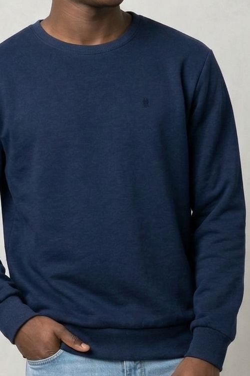 Moletom Masculino Leve Gola Careca Polo Wear Azul Escuro