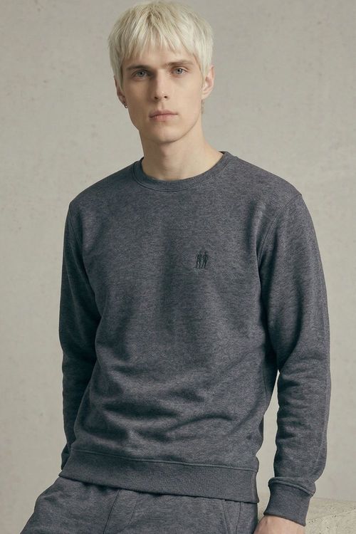 Moletom Masculino Leve Gola Careca Polo Wear Mescla Escuro