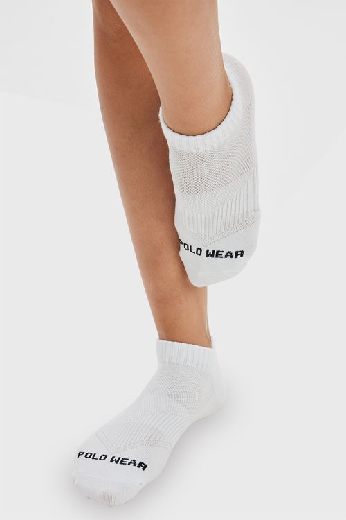 Kit 3 Pares Meias Confortáveis Cano Curto Polo Wear Branco