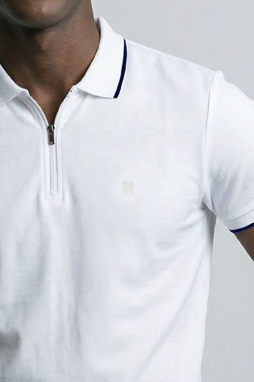 Polo Piquet Colarinho Zíper Polo Wear Branco