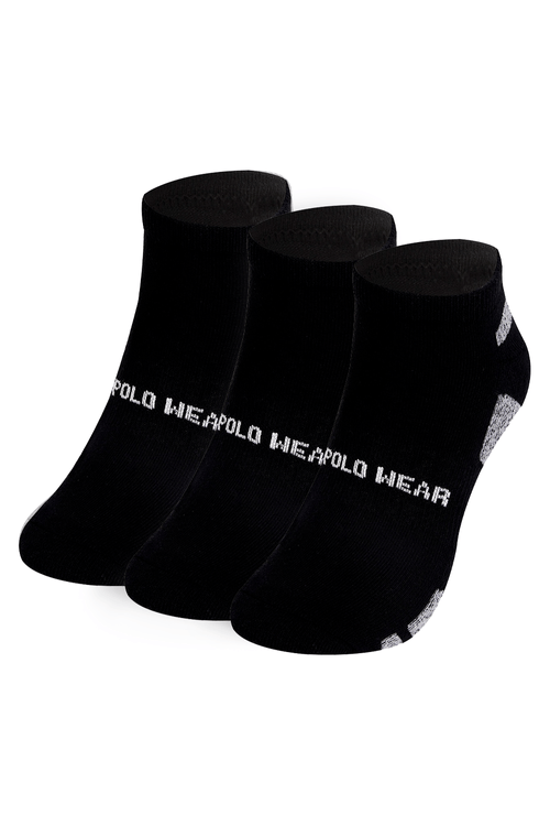 Kit 3 Pares de Meias Atoalhadas Cano Curto Polo Wear Preto