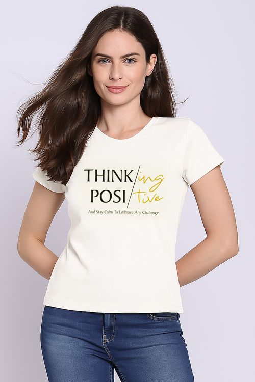 T-Shirt Estampa Think Posi Polo Wear Off White
