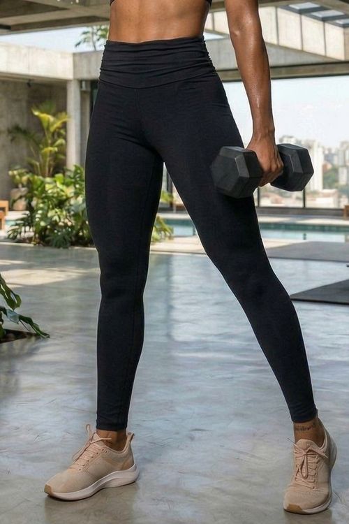 Calça Legging Fitness Cós Frazido Polo Wear Preto
