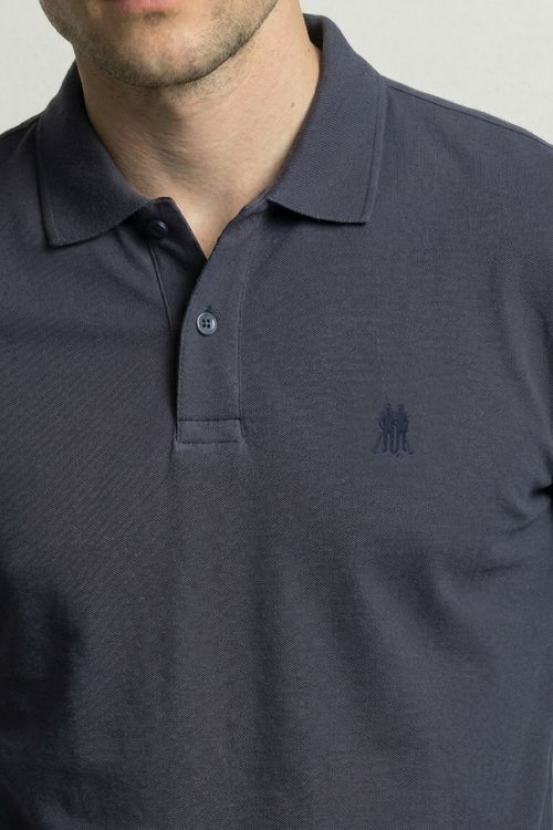 Polo Piquet Lisa Com Botão Polo Wear Marinho